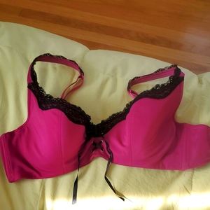 Frederick's of Hollywood Magenta Black Lace Bra
